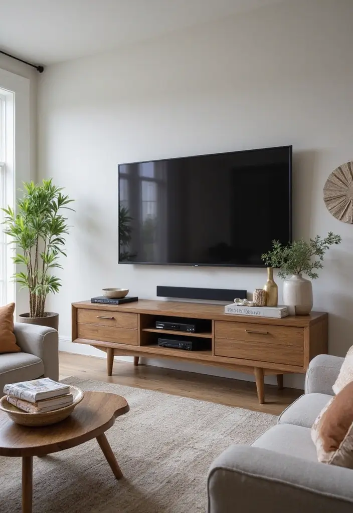 30+ Living Room TV Wall Ideas You Haven’t Seen Before 4 30+ Living Room TV Wall Ideas You Haven’t Seen Before - 4. Split-Level TV Mount