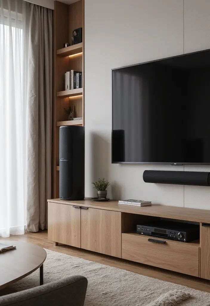 30+ Living Room TV Wall Ideas You Haven’t Seen Before 6 30+ Living Room TV Wall Ideas You Haven’t Seen Before - 6. Integrated Sound Systems