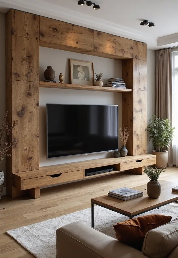 30+ Living Room TV Wall Ideas You Haven’t Seen Before 7 30+ Living Room TV Wall Ideas You Haven’t Seen Before - 7. Rustic Wood Accents