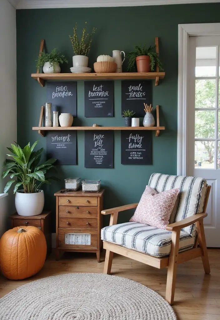 30+ Shelves in Living Room Ideas That Add Style - 18. Chalkboard Shelves