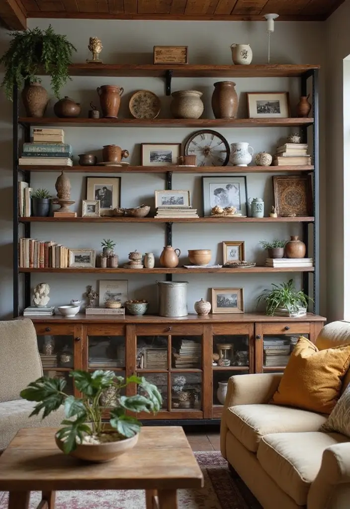 30+ Shelves in Living Room Ideas That Add Style - 2. Rustic Wooden Shelves