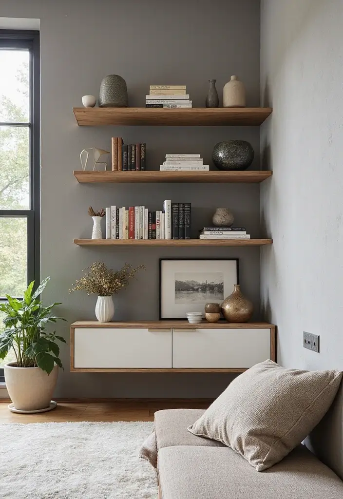 30+ Shelves in Living Room Ideas That Add Style - 3. Wall-Mounted Display Units