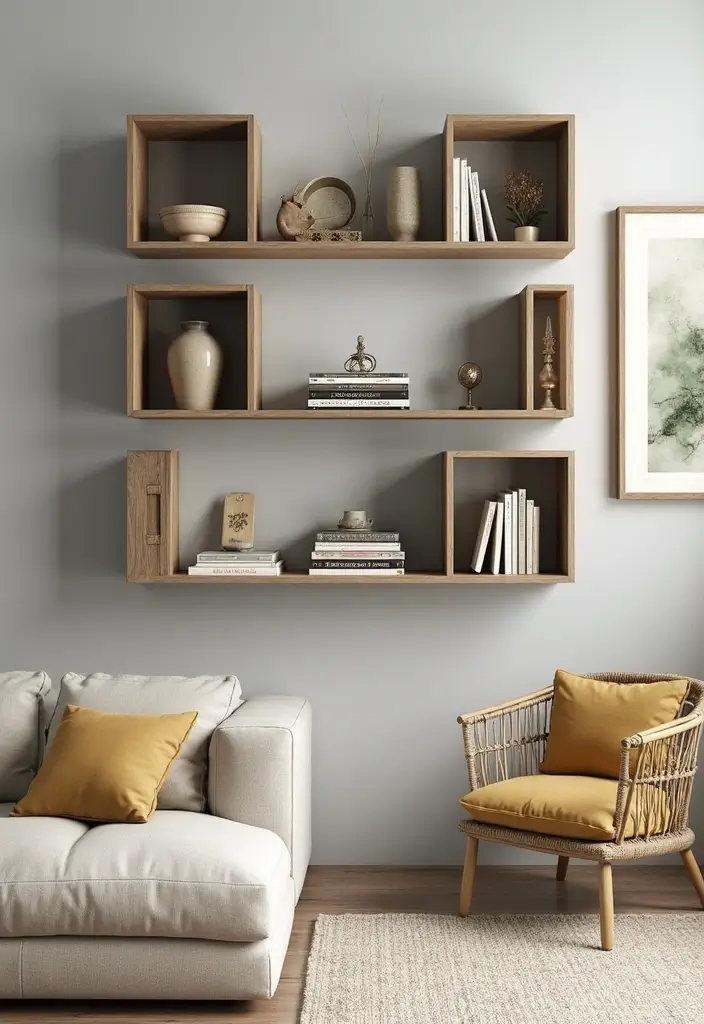 30+ Shelves in Living Room Ideas That Add Style - 30. Smart Use of Shelf Dividers