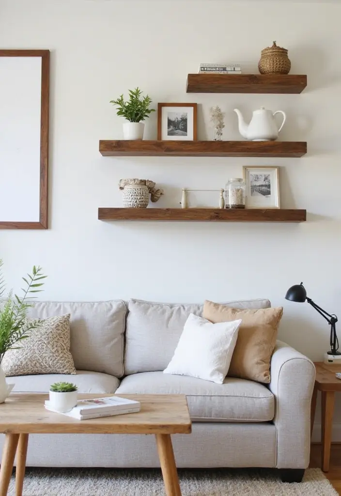 30+ Shelves in Living Room Ideas That Add Style - 7. DIY Floating Shelf Ideas